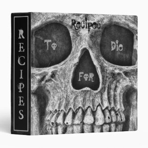 Skull Face Gothic Black White Cool Macabre Recipes Binder