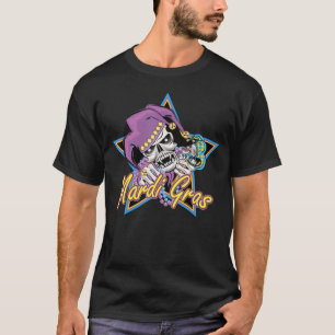 Skull Face Mardi Gras Noal Jester Hat Masquerade E T-Shirt