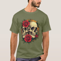 Skull Faces With Red Roses