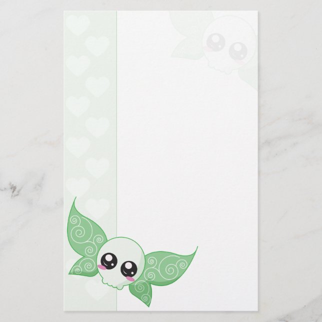 Skull Fairy Green Stationery (Front)