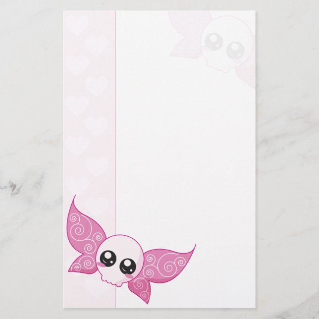 Skull Fairy Pink Stationery (Front)
