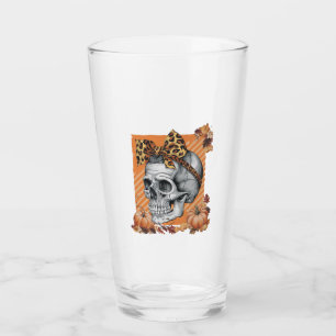 Skull Fall Bow Halloween Glass