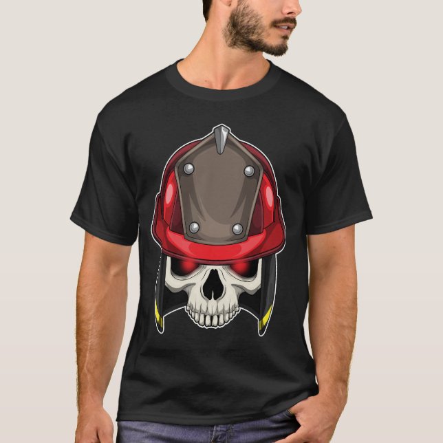 Skull Firefighter Fire department T-Shirt (Front)