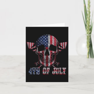 Skull Fireworks Independence Day American Flag 4th Card