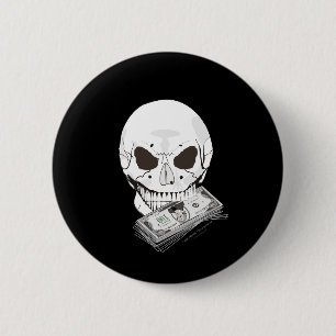 Skull Flame 2 Inch Round Button