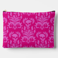 Skull Flame Damask in bubblegum pink on hot pink