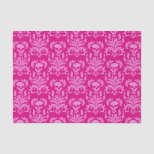 Skull Flame Damask in glitter-effect pink on pink Tissue Paper