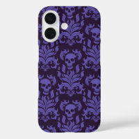 Skull Flame Damask in moody shades of purple
