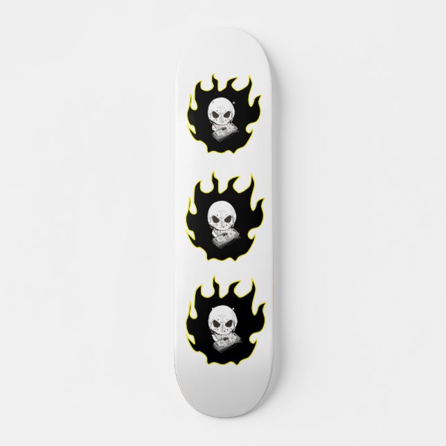 Skull Flame Skateboad Skateboard (Front)