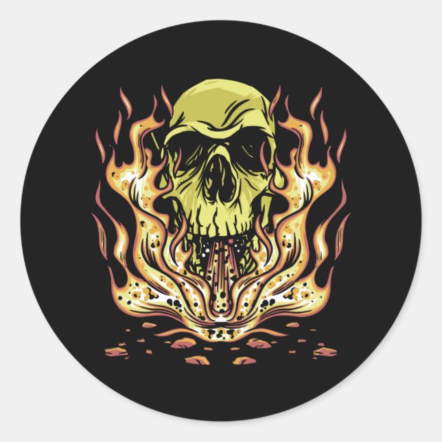 Skull Flames Best Gift Classic Round Sticker (Front)