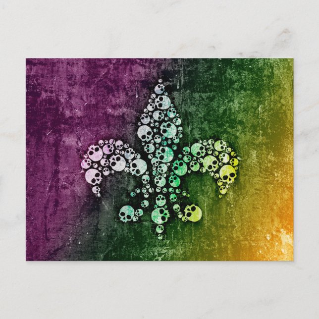 Skull Fleur De Lis Postcard (Front)