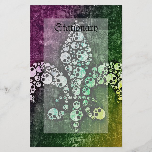 Skull Fleur De Lis Stationery (Front)