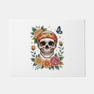 Skull Floral Halloween Spooky Doormat