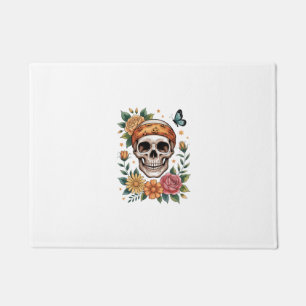 Skull Floral Halloween Spooky Doormat