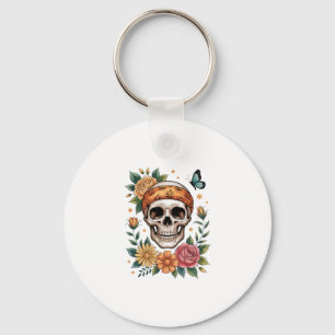Skull Floral Halloween Spooky Keychain