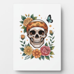 Skull Floral Halloween Spooky Plaque