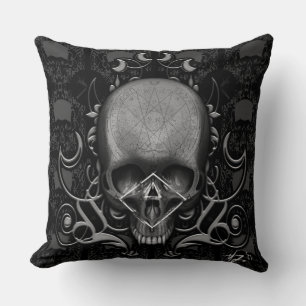 skull Floral pattern Throw Pillow