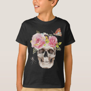 Skull Flowers Butterfly Spider Halloween Gift T-Shirt