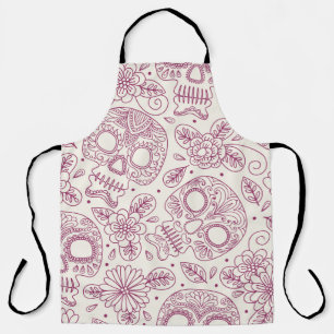 Skull Flowers: Mexican Day Seamless. Apron