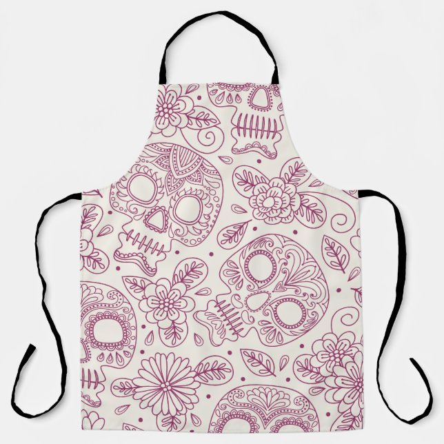 Skull Flowers: Mexican Day Seamless. Apron (Front)