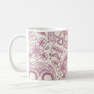 Skull Flowers: Mexican Day Seamless. Coffee Mug