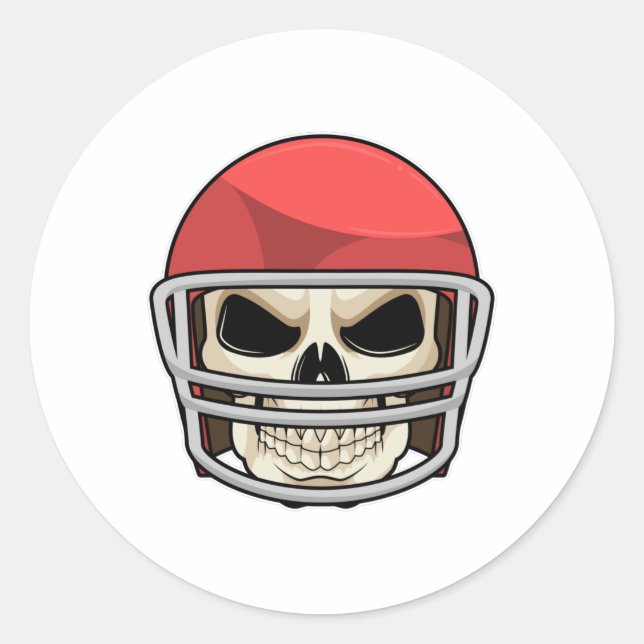 Skull Football Helmet Classic Round Sticker (Front)