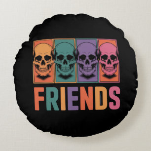 Skull Friends Round Pillow