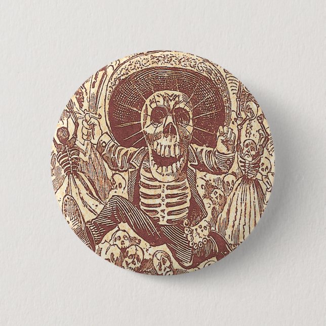 Skull from Oaxaca, La Calavera Oaxaqueña 2 Inch Round Button (Front)