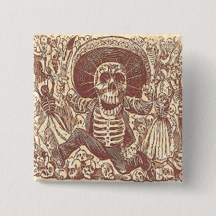 Skull from Oaxaca, La Calavera Oaxaqueña 2 Inch Square Button