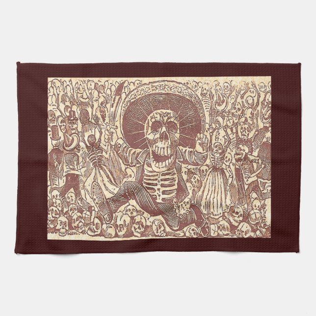 Skull from Oaxaca, La Calavera Oaxaqueña Kitchen Towel (Horizontal)