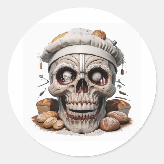 Skull funny classic round sticker (Front)
