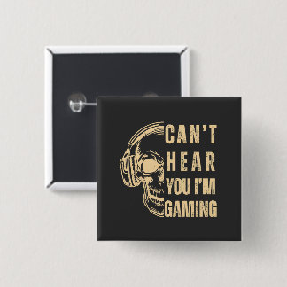Skull Gamer Art – Can’t Hear You 2 Inch Square Button