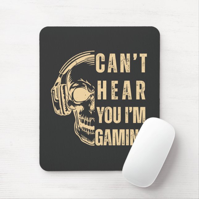 Skull Gamer Art – Can’t Hear You Mouse Pad (With Mouse)
