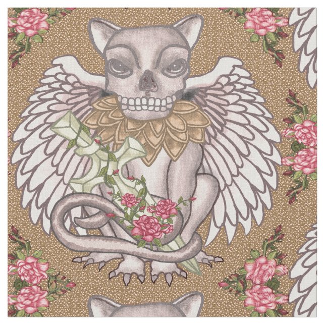 Skull Gargoyle Fabric (Close Up)