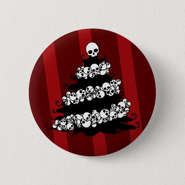 Skull Garland Christmas Tree 2 Inch Round Button (Front)