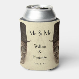 Skull Gay Mr And Mr Vintage Retro Sepia Can Cooler