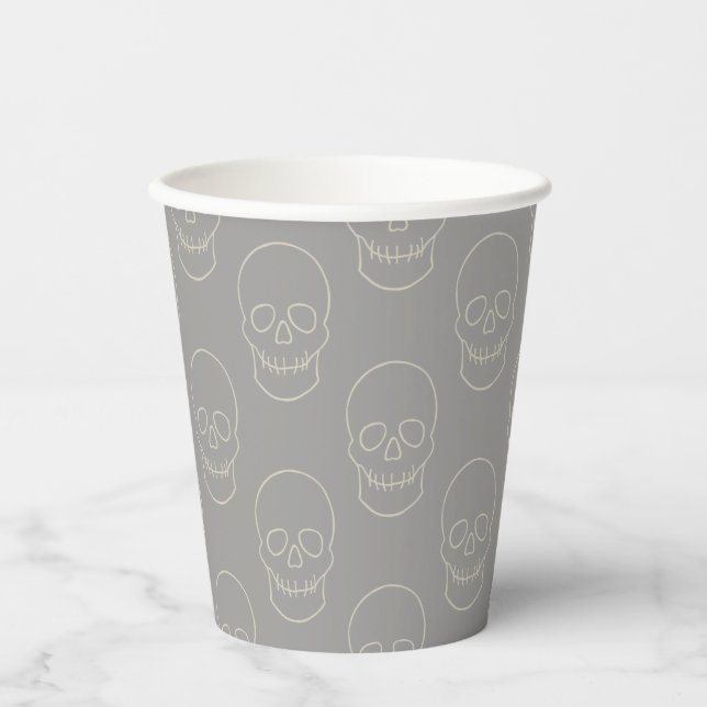 Skull - Ghost Grey and Bone Paper Cups (Front)