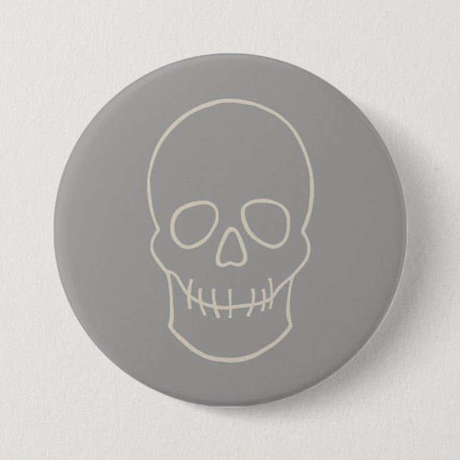 Skull - Ghost Grey and Bone White  3 Inch Round Button (Front)