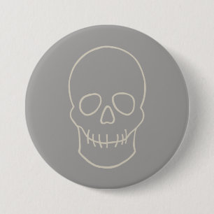 Skull - Ghost Grey and Bone White 3 Inch Round Button