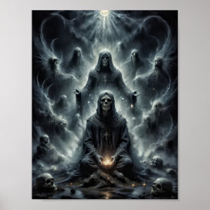 Skull ghosts adept praying for prey poster