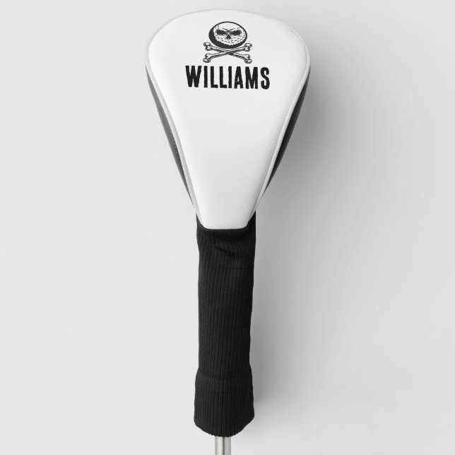 Skull Golf Ball And Crossbones Custom Name Golf Head Cover (Front)