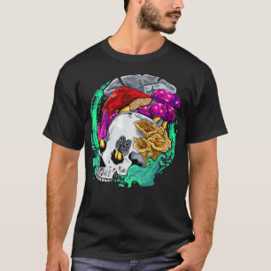 Skull Goth Morel Mushroom Hunt Mycology Psilocybin T-Shirt