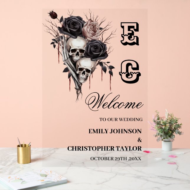 Skull Gothic Acrylic Wedding Sign (Wedding)