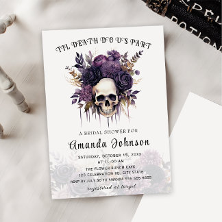 Skull Gothic Floral Halloween  Bridal Shower Invitation