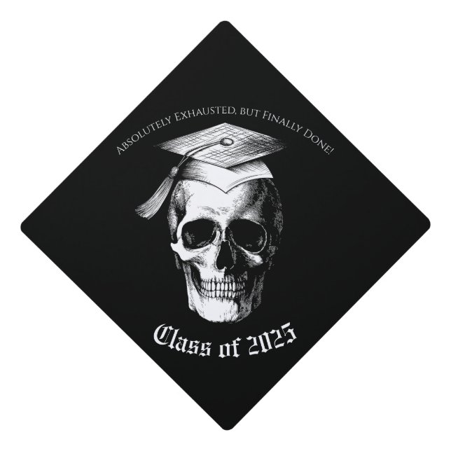 Skull Gothic Graduation Party Radiology Cap Topper (Front)