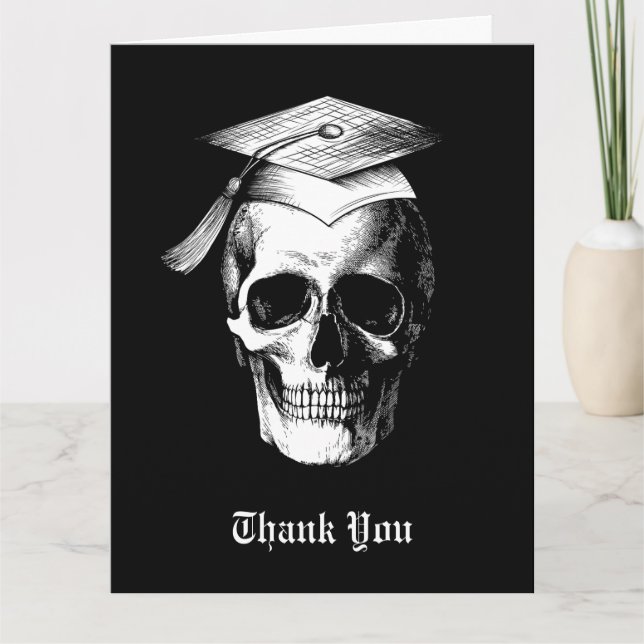 Skull Gothic Graduation Party Radiology Thank You Card (Front)