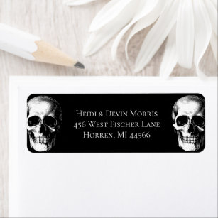 Skull Gothic Halloween Wedding Address Labels