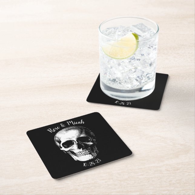 Skull Gothic Halloween Wedding Coasters (Insitu)