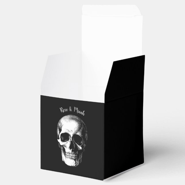 Skull Gothic Halloween Wedding Favour Boxes (Opened)