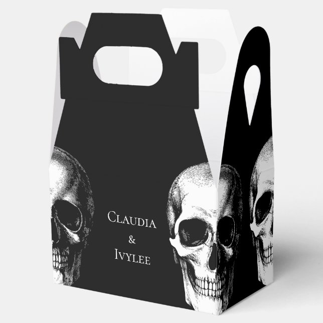 Skull Gothic Halloween Wedding Favour Boxes (Opened)